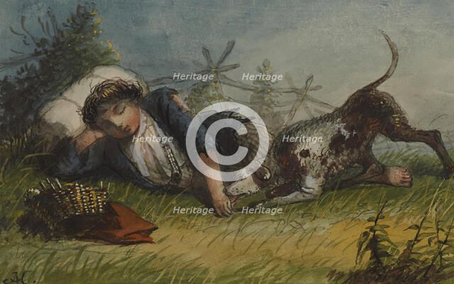 Beggar Boy and His Dog, mid 19th century. Creator: Alfred Jacob Miller.