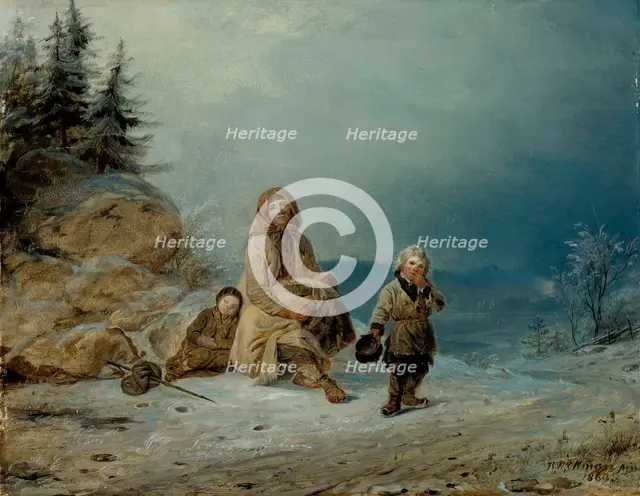 Beggar Family on the Road, 1860. Creator: Robert Wilhelm Ekman.