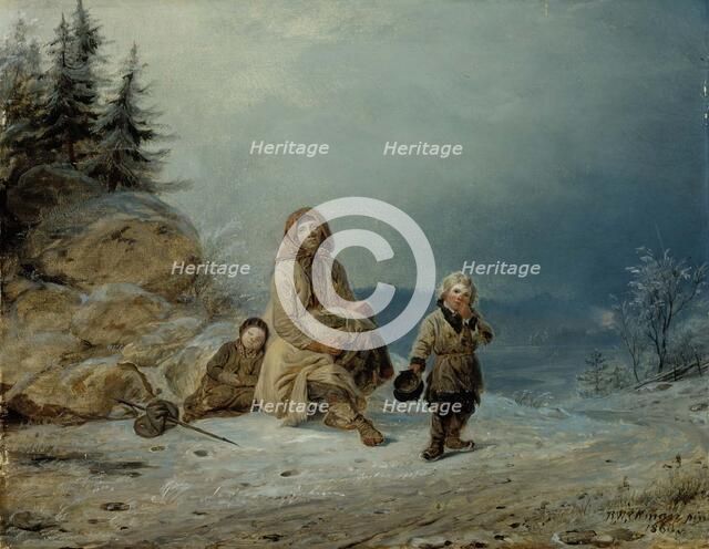 Beggar Family on the Road, 1860. Creator: Robert Wilhelm Ekman.