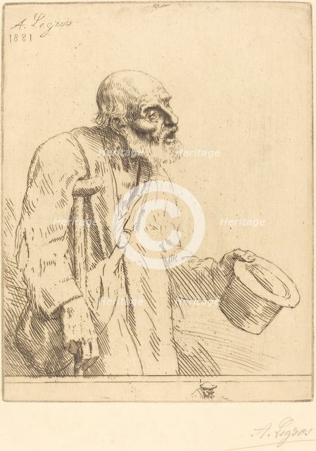 Beggar (Le mendiant), 1881. Creator: Alphonse Legros.