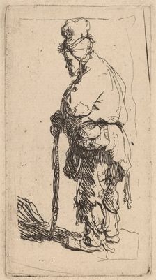 Beggar Leaning on a Stick, Facing Left, c. 1630. Creator: Rembrandt Harmensz van Rijn