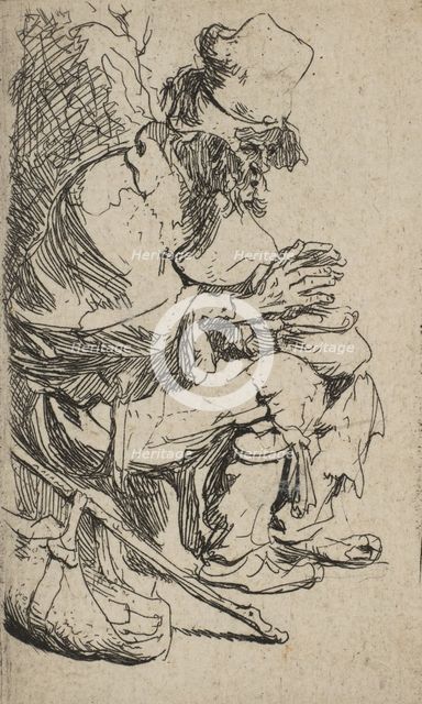 Beggar Seated Warming His Hands at a Chafing Dish, ca. 1630., ca. 1630. Creator: Rembrandt Harmensz van Rijn.
