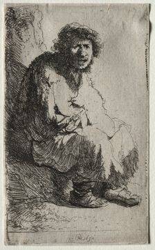 Beggar Seated on a Bank, 1630. Creator: Rembrandt van Rijn (Dutch, 1606-1669)