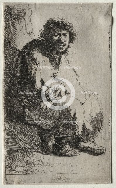 Beggar Seated on a Bank, 1630. Creator: Rembrandt van Rijn (Dutch, 1606-1669).