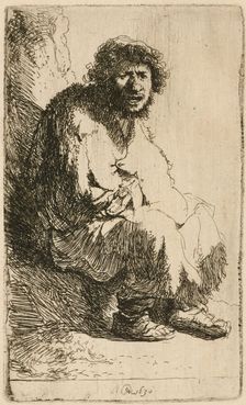 Beggar seated on a bank, 1630. Creator: Rembrandt Harmensz van Rijn