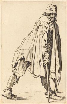 Beggar with Crutches and Cap, c. 1622. Creator: Jacques Callot