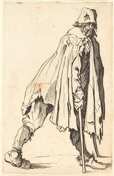 Beggar with Crutches and Cap, c. 1622. Creator: Jacques Callot