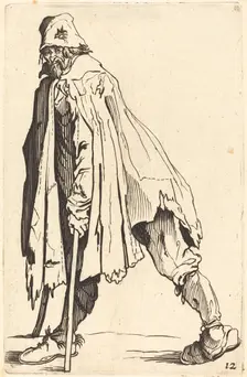 Beggar with Crutches and Cap. Creator: Unknown