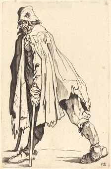 Beggar with Crutches and Cap. Creator: Unknown
