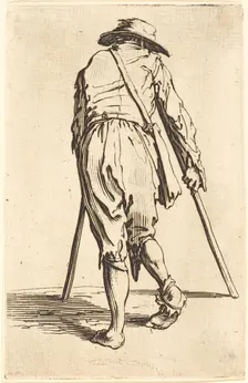 Beggar with Crutches and Hat, Back View, c. 1622. Creator: Jacques Callot