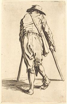 Beggar with Crutches and Hat, Back View, c. 1622. Creator: Jacques Callot