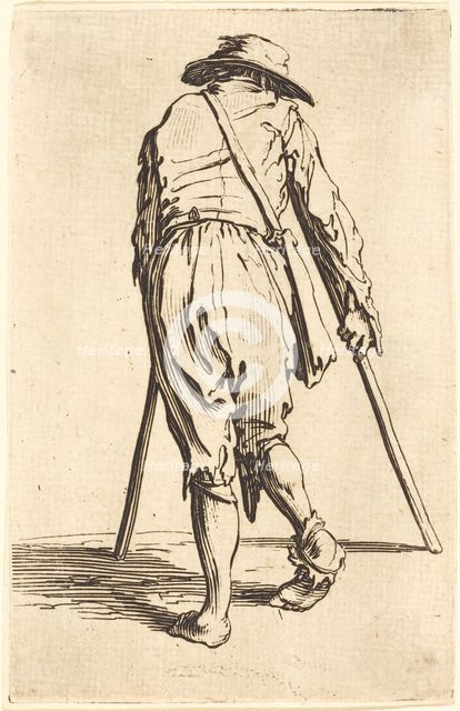 Beggar with Crutches and Hat, Back View, c. 1622. Creator: Jacques Callot.