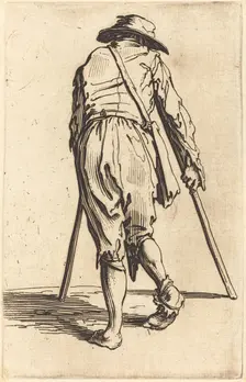 Beggar with Crutches and Hat, Back View, c. 1622. Creator: Jacques Callot