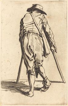 Beggar with Crutches and Hat, Back View, c. 1622. Creator: Jacques Callot