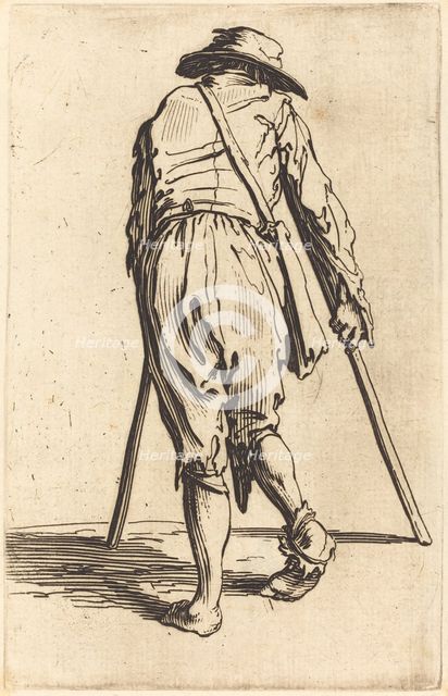 Beggar with Crutches and Hat, Back View, c. 1622. Creator: Jacques Callot.