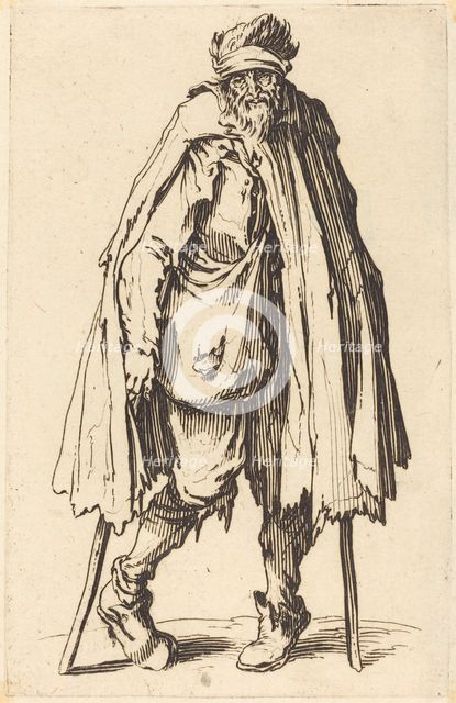 Beggar with Crutches and Sack, c. 1622. Creator: Jacques Callot.