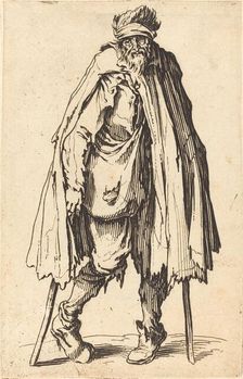 Beggar with Crutches and Sack, c. 1622. Creator: Jacques Callot