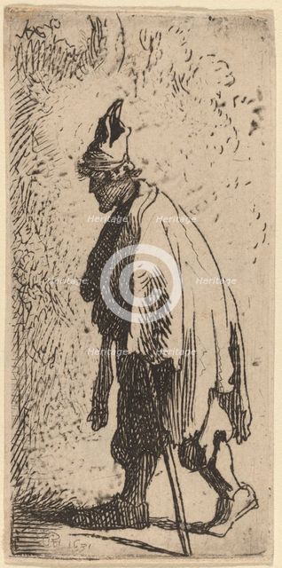 Beggar with a Stick, Walking to the Left, 1631. Creator: Rembrandt Harmensz van Rijn.