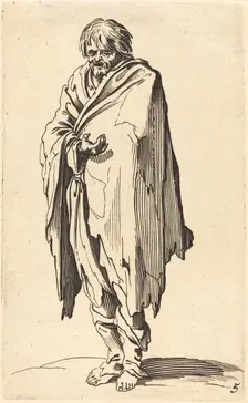 Beggar with Bare Head and Feet. Creator: Unknown
