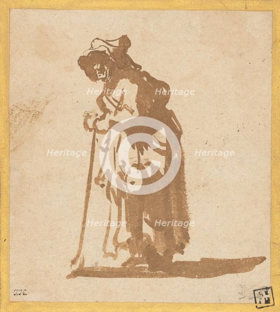 Beggar Woman Leaning on a Stick, 1628/1630. Creator: Rembrandt Harmensz van Rijn.