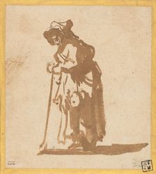 Beggar Woman Leaning on a Stick, 1628/1630. Creator: Rembrandt Harmensz van Rijn