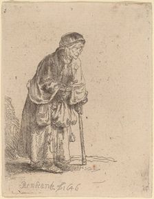 Beggar Woman Leaning on a Stick, 1646. Creator: Rembrandt Harmensz van Rijn
