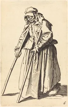 Beggar Woman with Crutches. Creator: Unknown