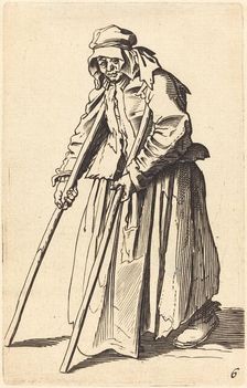 Beggar Woman with Crutches. Creator: Unknown
