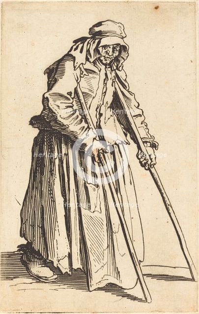 Beggar Woman with Crutches, c. 1622. Creator: Jacques Callot.