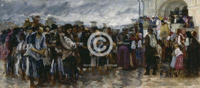 Beggars at the church, 1889. Artist: Tvorozhnikov, Ivan Ivanovich (1848-1919)