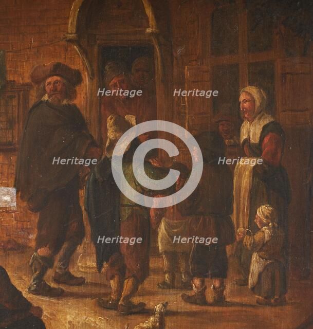 Beggars at the door of the inn, in the style of Adriaen van Ostade. Creator: Unknown.