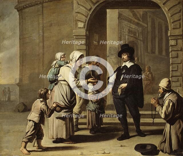 Beggars at a Doorway. Creators: Master of the Beguins, Abraham Willemsens.