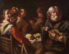 Beggar's breakfast with old Ghironda player, c.1720-1730. Creator: Cipper, Giacomo Francesco (1664-1736)