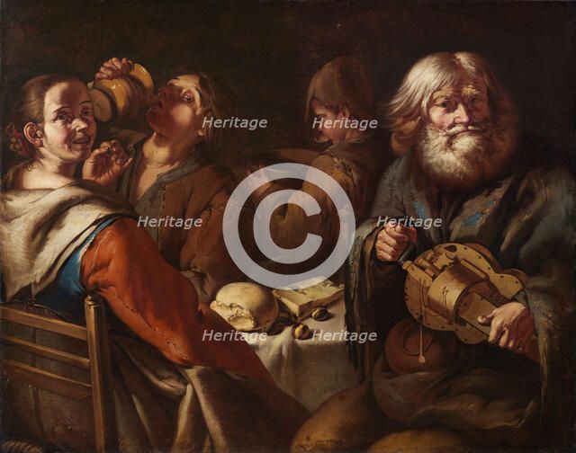 Beggar's breakfast with old Ghironda player, c.1720-1730. Creator: Cipper, Giacomo Francesco (1664-1736).