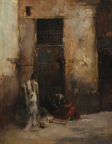 Beggars by a Door, 1870. Creator: Mariano Fortuny y Carbó (Spanish, 1838-1874)