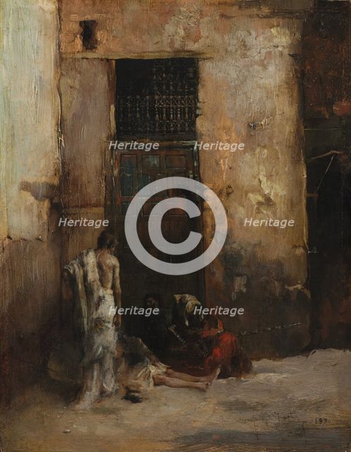 Beggars by a Door, 1870. Creator: Mariano Fortuny y Carbó (Spanish, 1838-1874).