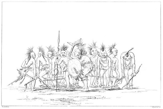 Begging dance, Sac and Fox, Rock Island, Upper Mississippi, 1841.Artist: Myers and Co
