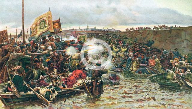Beginning of the Russian conquest of Siberia, 1580 (c1900). Artist: Unknown