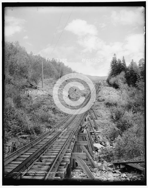 Beginning the ascent, Mt. Wash. Ry., White Mountains, between 1890 and 1901. Creator: Unknown.