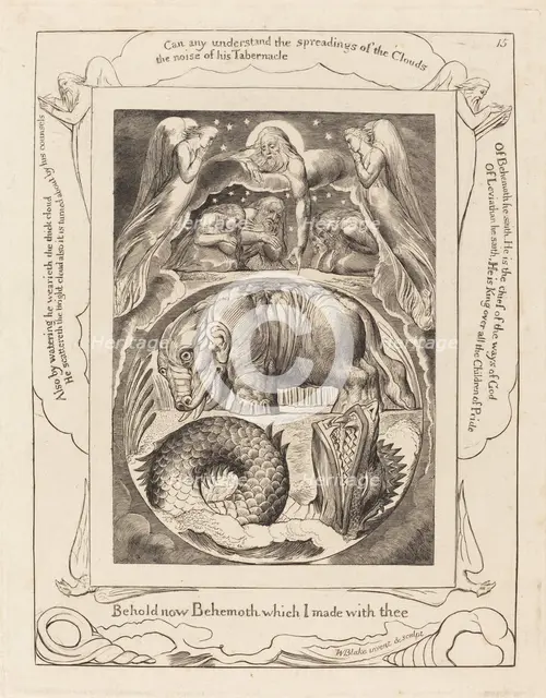 Behemoth and Leviathan, 1825. Creator: William Blake.