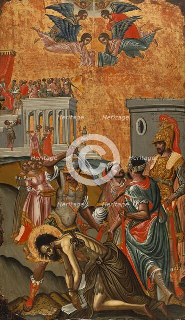 Beheading of Saint John the Baptist and Herod's Feast, between 1600 and 1650. Creator: Greek School.