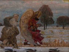 Behind the Angel (left part of the triptych), 1901. Creator: Jacek Malczewski