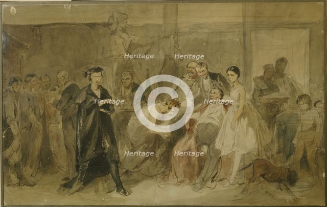 Behind the curtain in the serf theatre. Artist: Trutovsky, Konstantin Alexandrovich (1826-1893)