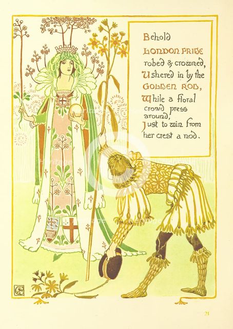Behold London Pride robed & crowned, Ushered in by the Golden Rod...,  1899. Creator: Walter Crane.