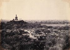 Beijing, China: the Buddhist temple surrounded by gardens and low buildings, during the..., 1860. Creator: Felice Beato