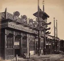 Beijing, China: an ornate shop exterior in the Chinese quarter. Creator: Felice Beato