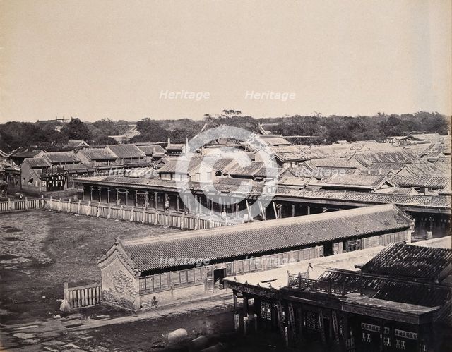 Beijing, China: buildings at the entrance to the Chinese quarter of the city (?)..., 1860. Creator: Felice Beato.