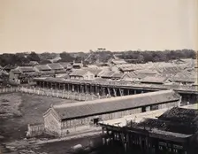 Beijing, China: buildings at the entrance to the Chinese quarter of the city (?)..., 1860. Creator: Felice Beato