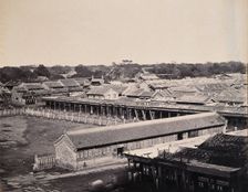 Beijing, China: buildings at the entrance to the Chinese quarter of the city (?)..., 1860. Creator: Felice Beato