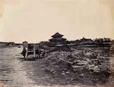 Beijing, China: Chinese army guns on the city wall, after capture by the English..., 1860. Creator: Felice Beato